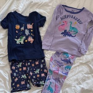 Kids Dinosaur Pajama Set - Navy and Lavender